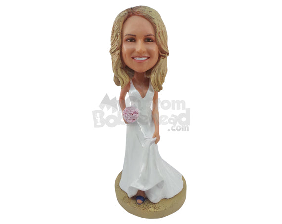 Custom Bobblehead The Bride Wearing Fabulous Gown With Roses - Wedding & Couples Brides Personalized Bobblehead & Cake Topper Custom Bobblehead The Bride Wearing Fabulous Gown With Roses - Wedding & Couples Brides Personalized Bobblehead & Cake Topper